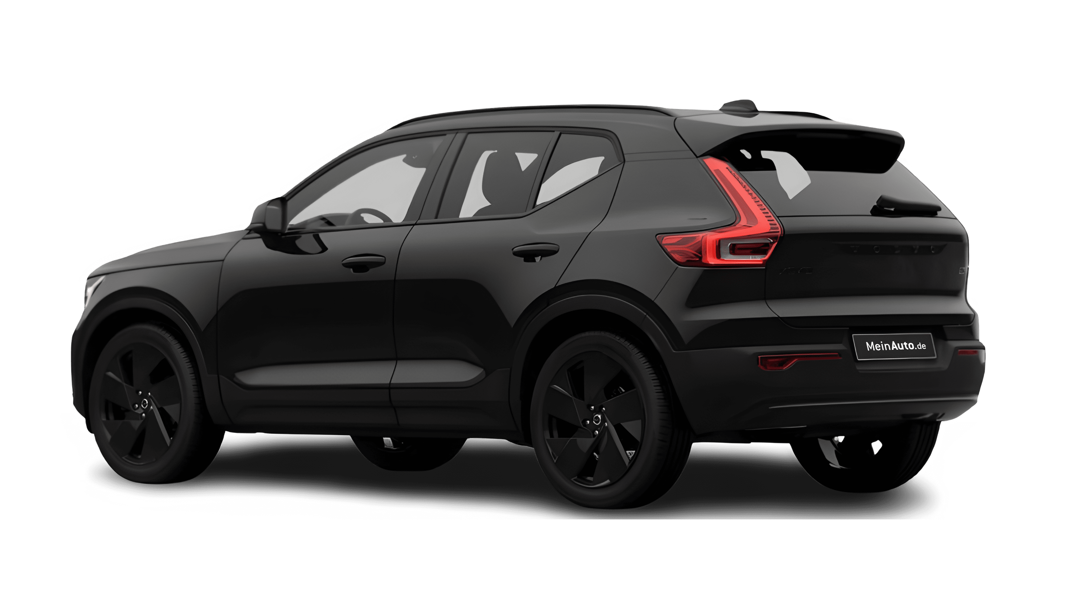 Schräge Heckansicht auf einen Volvo XC40, freigestellt