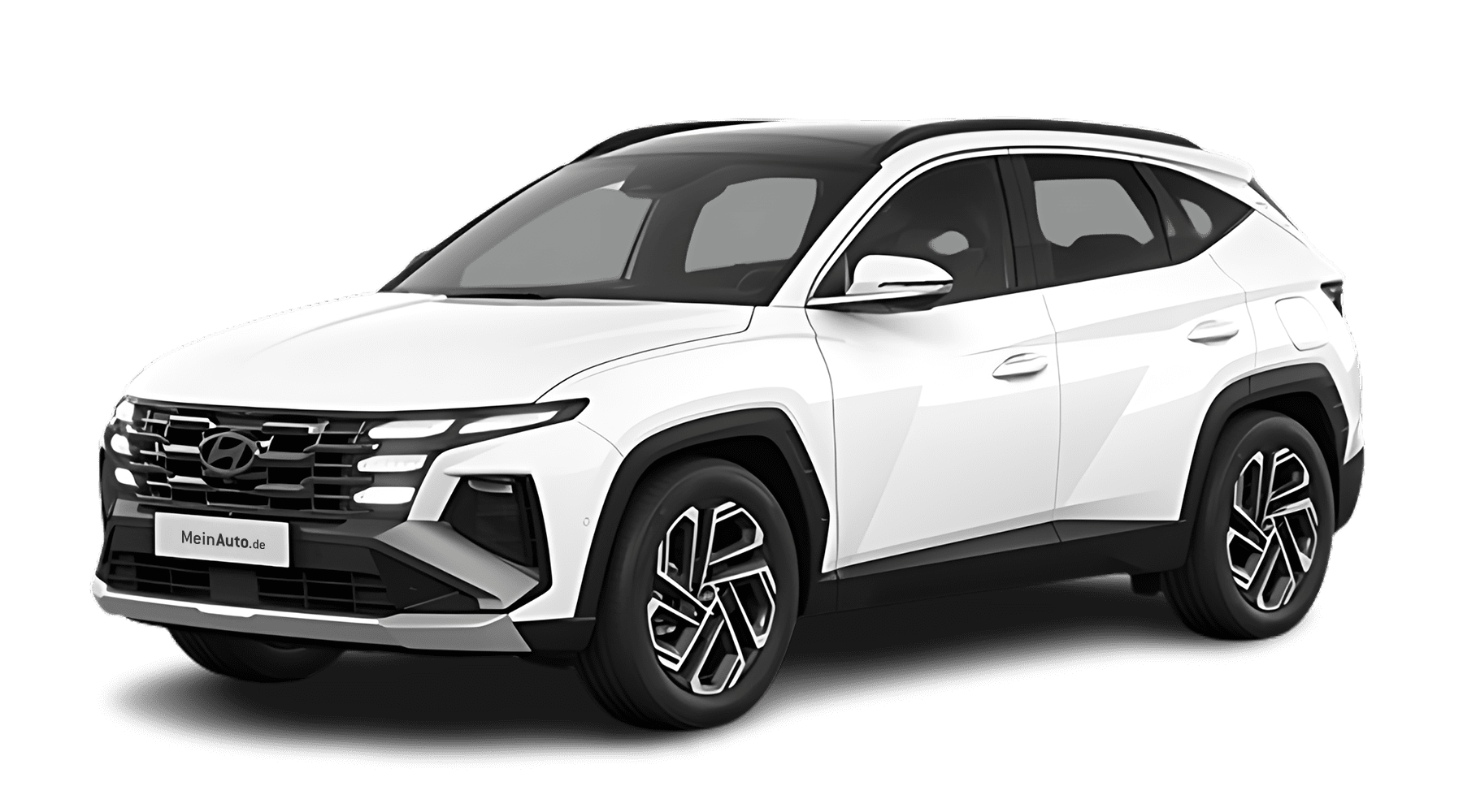 Schräge Frontansicht auf einen Hyundai Tucson, freigestellt