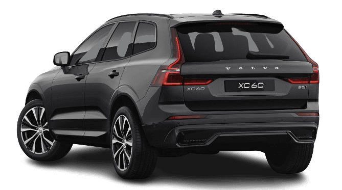 Schräge Heckansicht auf einen Volvo XC60, freigestellt