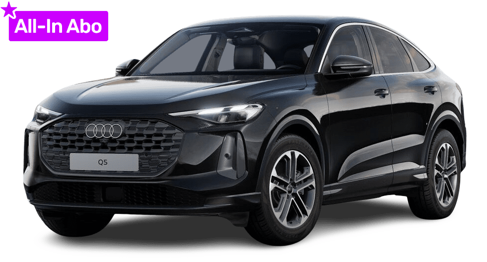 Schräge Frontansicht auf einen Audi Q5 Sportback, freigestellt