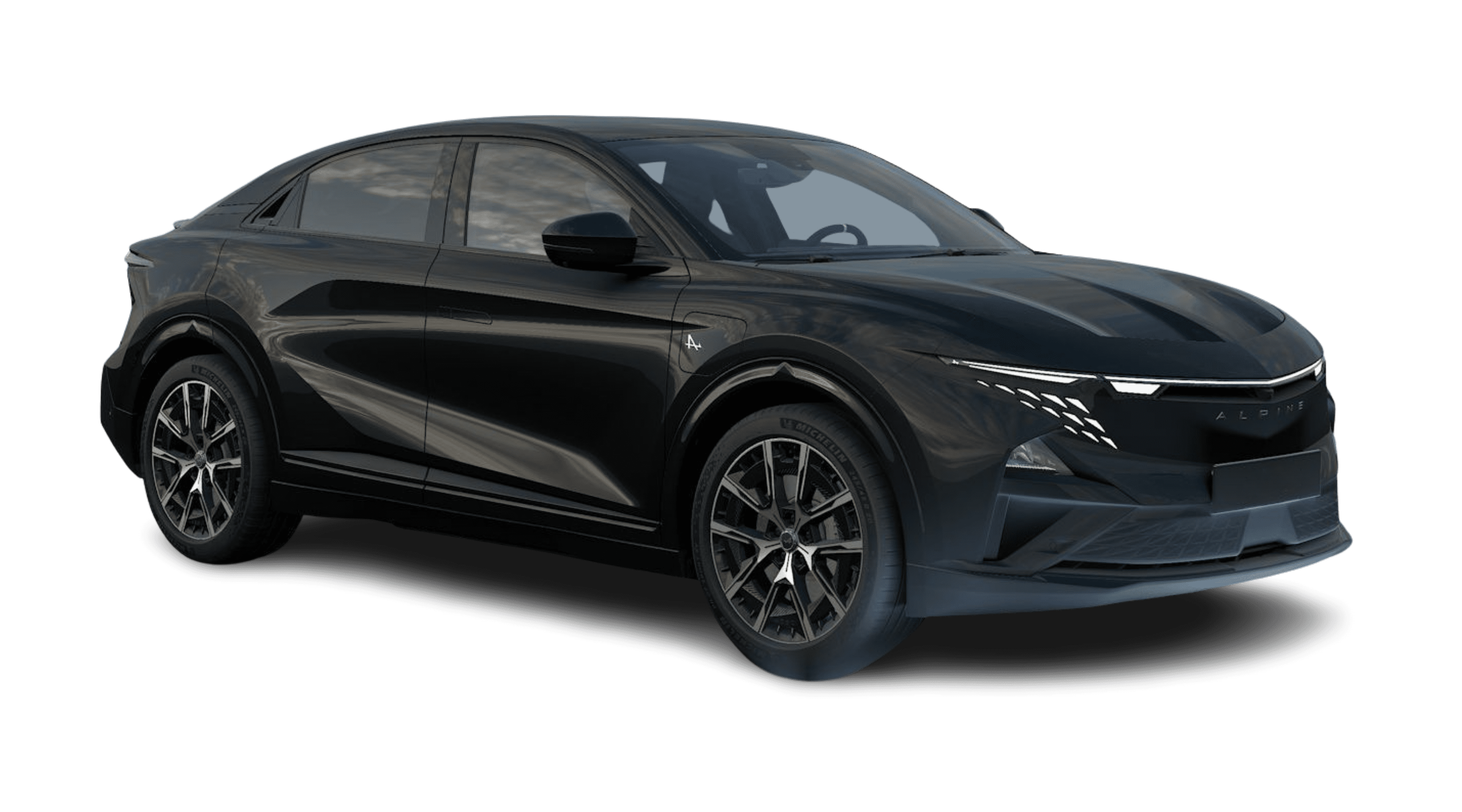 Schräge Frontansicht eines Alpine A390, freigestellt