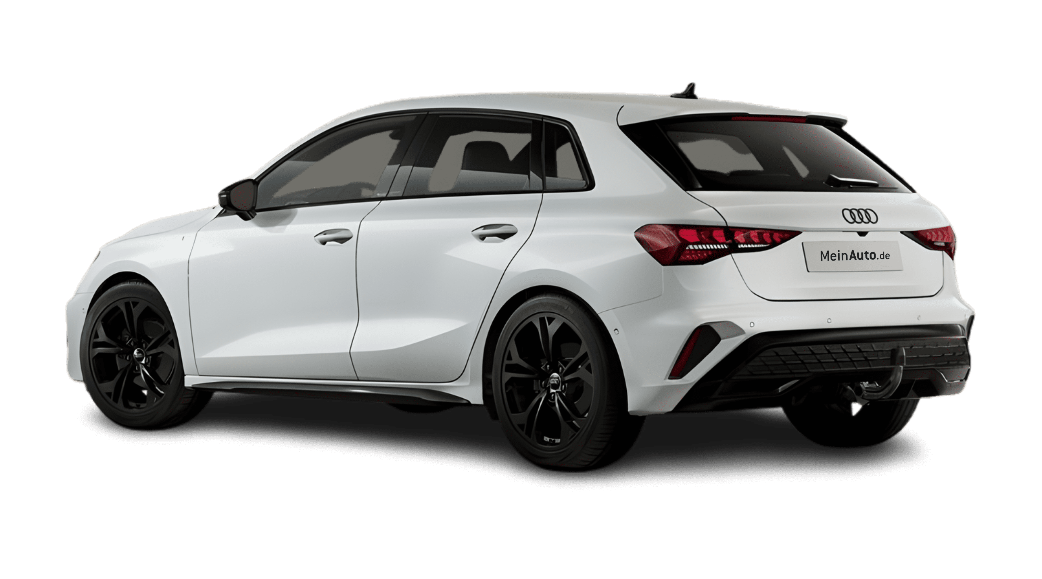 Schräge Heckansicht eines Audi A3, freigestellt