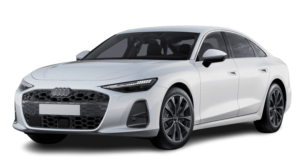 Schräge Frontansicht auf einen Audi A6, freigestellt