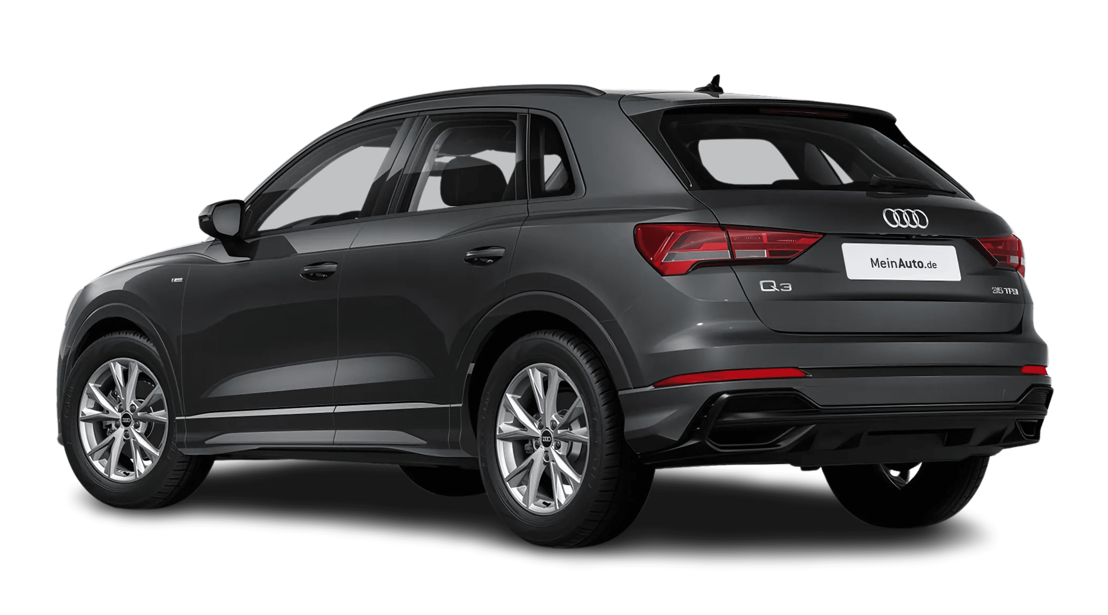 Schräge Heckansicht auf einen Audi Q3, freigestellt