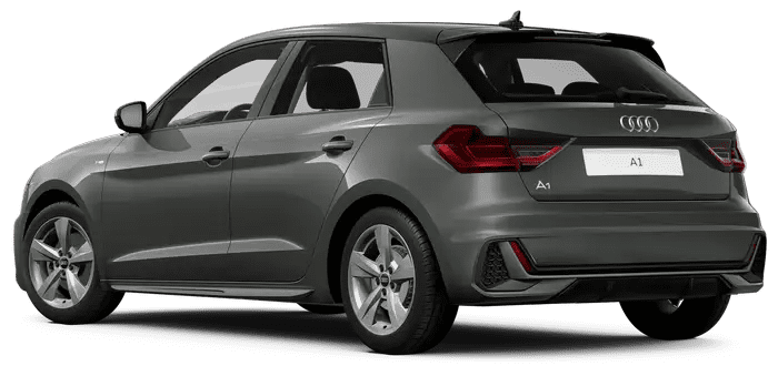 Schräge Heckansicht auf einen Audi A1, freigestellt