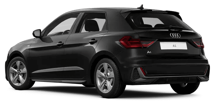 Schräge Heckansicht auf einen Audi A1, freigestellt