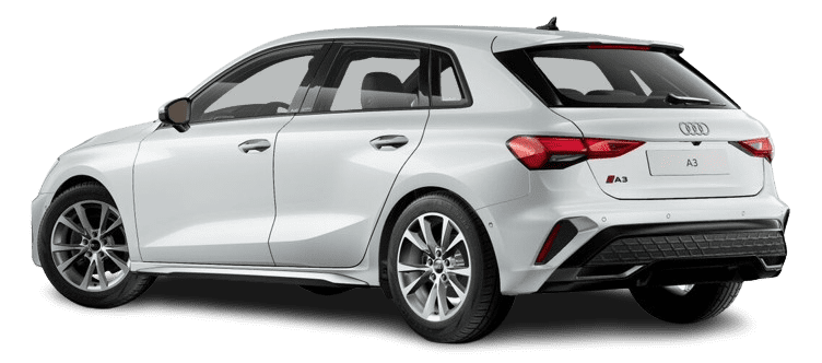 Schräge Heckansicht eines Audi A3, freigestellt