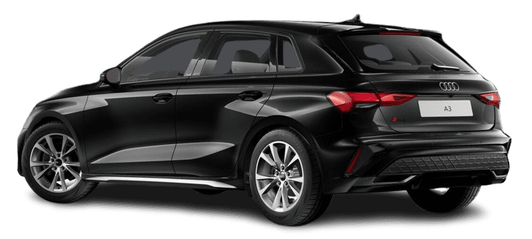 Schräge Heckansicht eines Audi A3, freigestellt