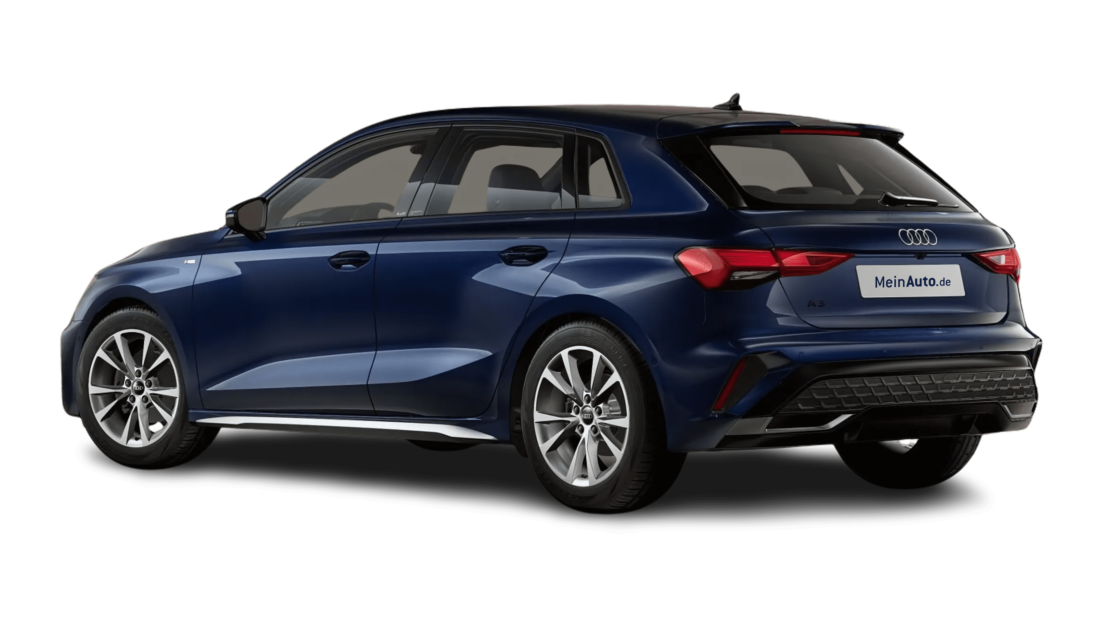 Schräge Heckansicht eines Audi A3, freigestellt