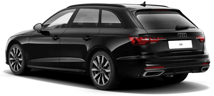 Schräge Heckansicht auf einen Audi A4, freigestellt