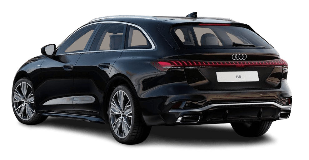 Schräge Heckansicht auf einen Audi A5, freigestellt