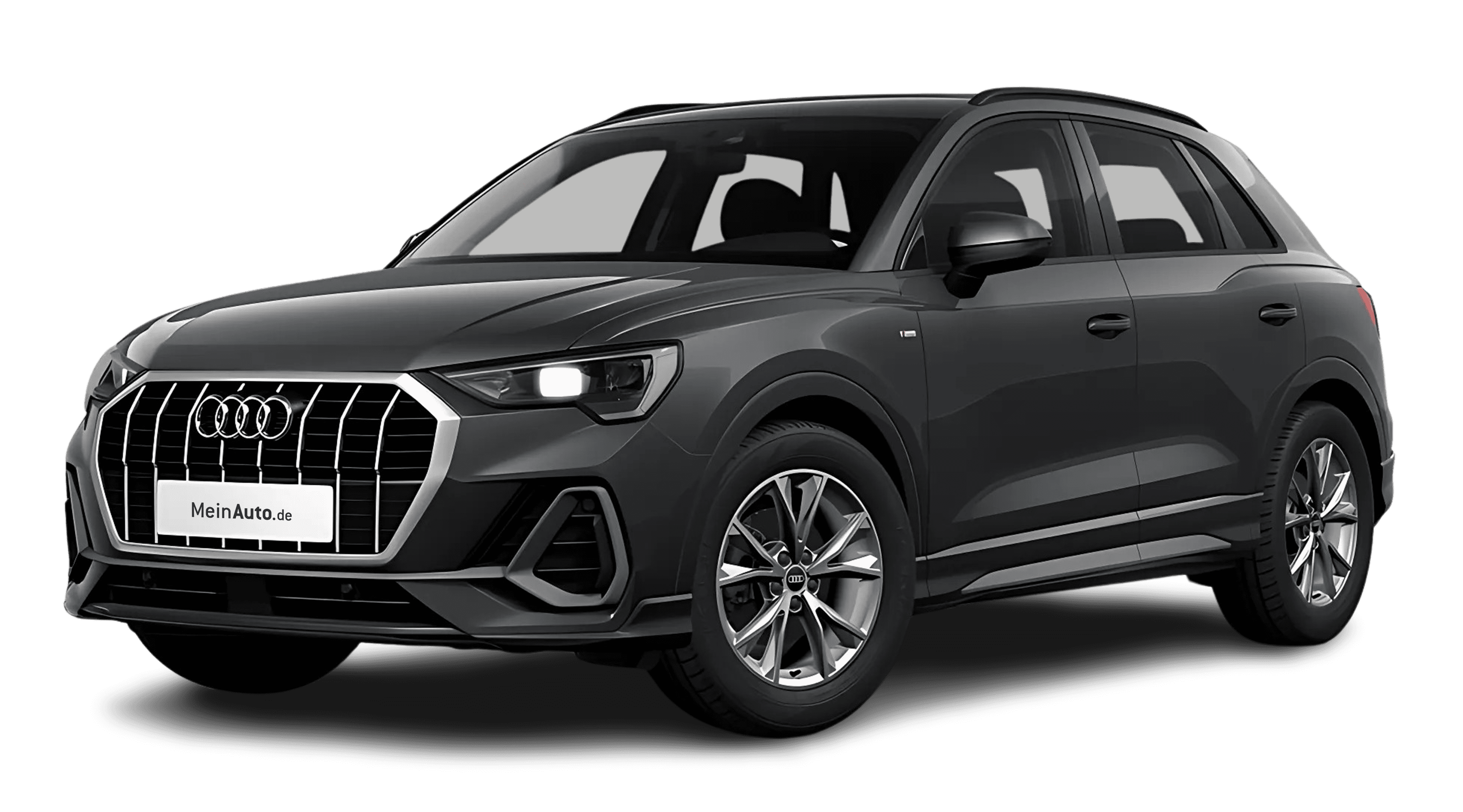 Schräge Frontansicht auf einen Audi Q3, freigestellt