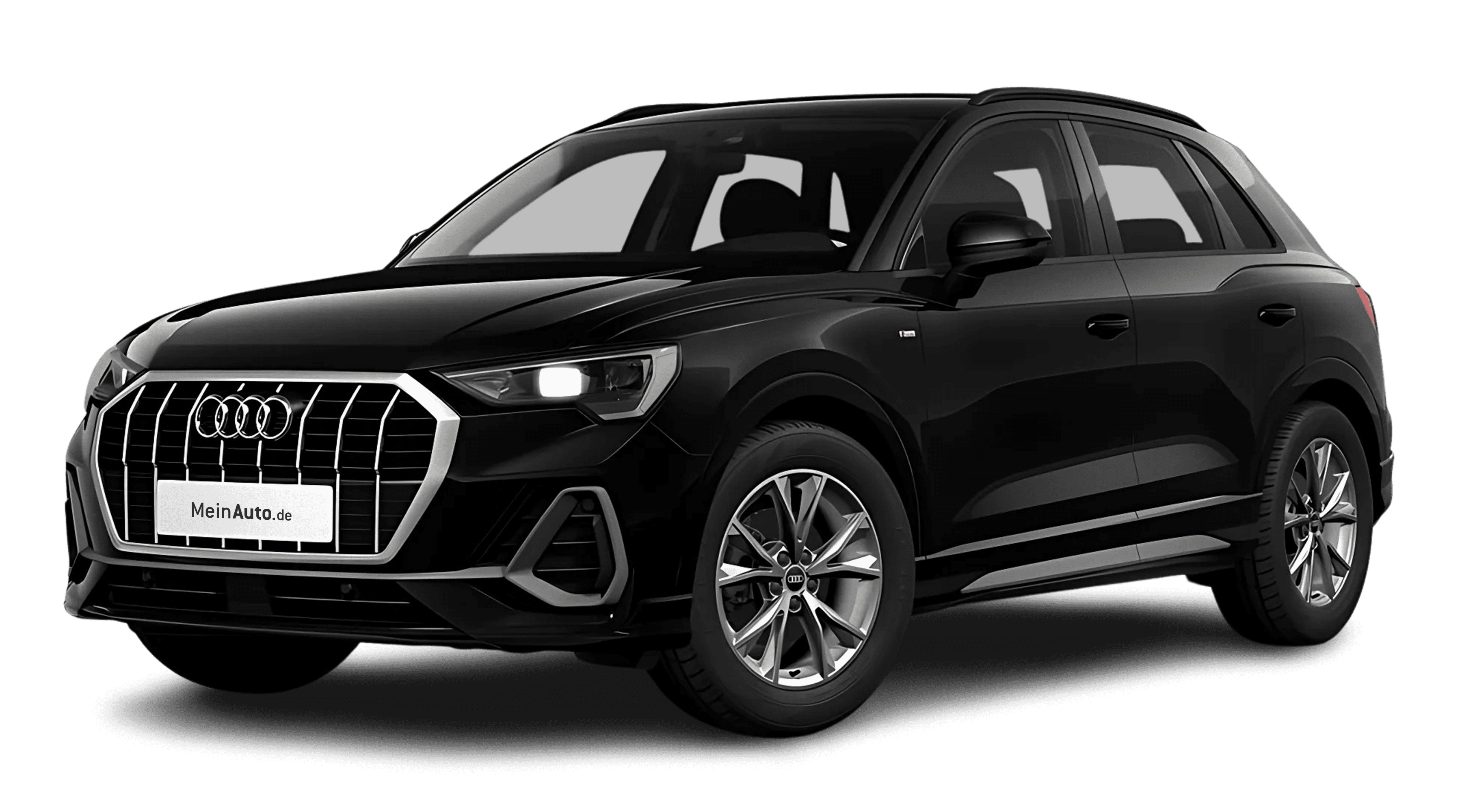 Schräge Frontansicht auf einen Audi Q3, freigestellt