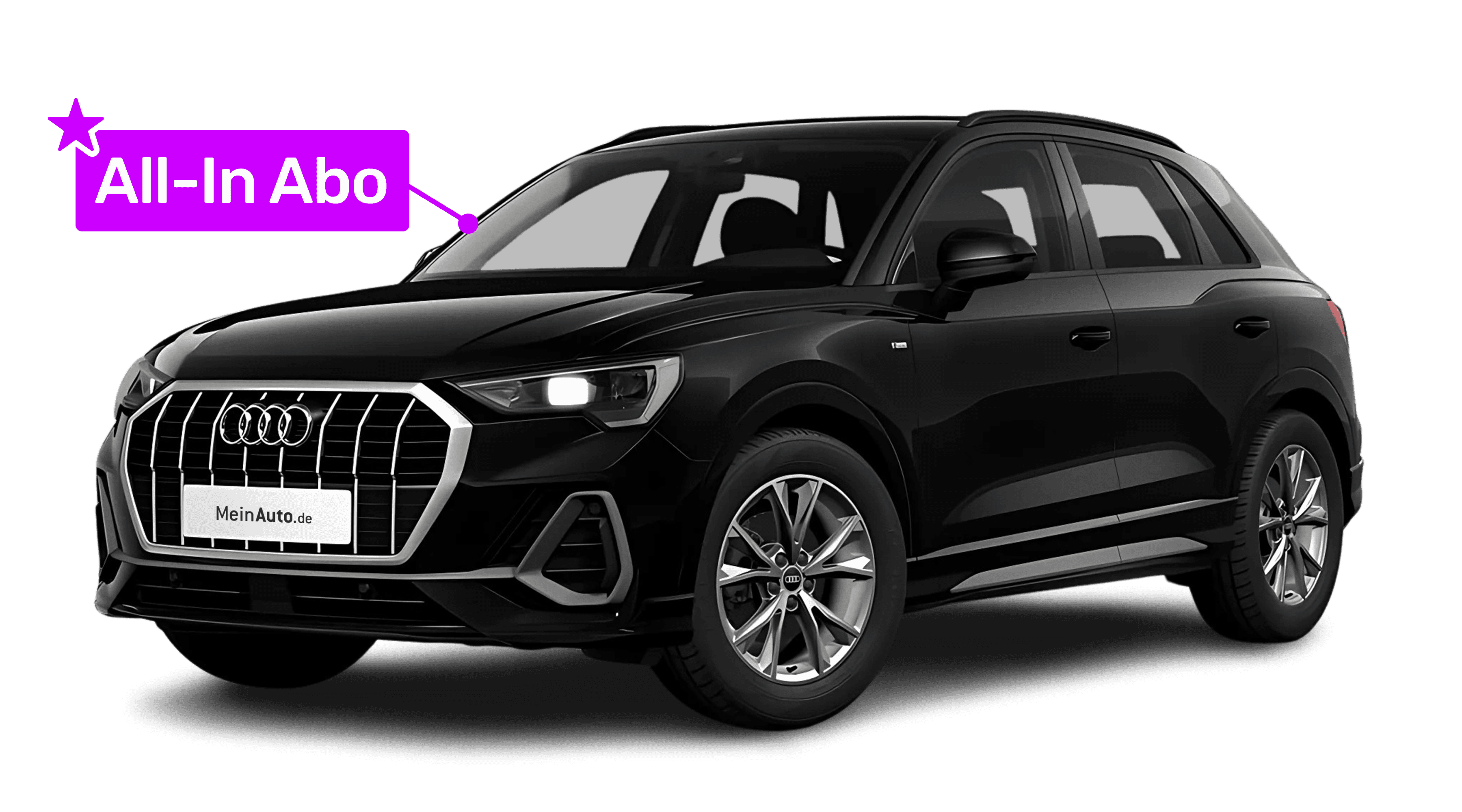 Schräge Frontansicht eines Audi Q3, freigestellt