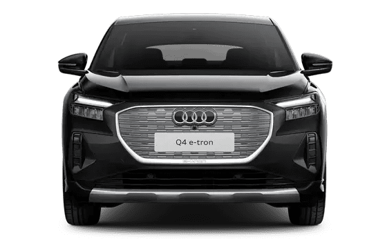 Frontansicht auf einen Audi Q4 Sportback, freigestellt