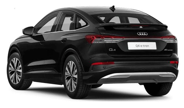 Schräge Heckansicht auf einen Audi Q4 Sportback, freigestellt