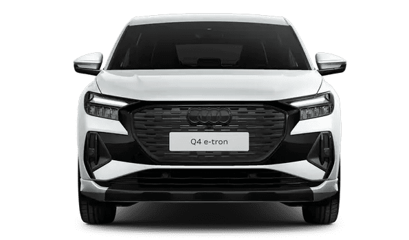 Frontansicht auf einen Audi Q4 Sportback, freigestellt