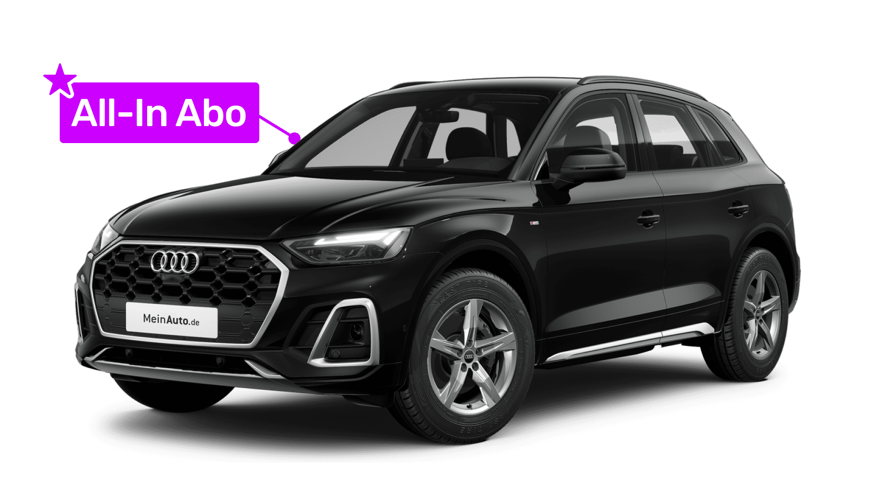 Schräge Frontansicht auf einen Audi Q5, freigestellt