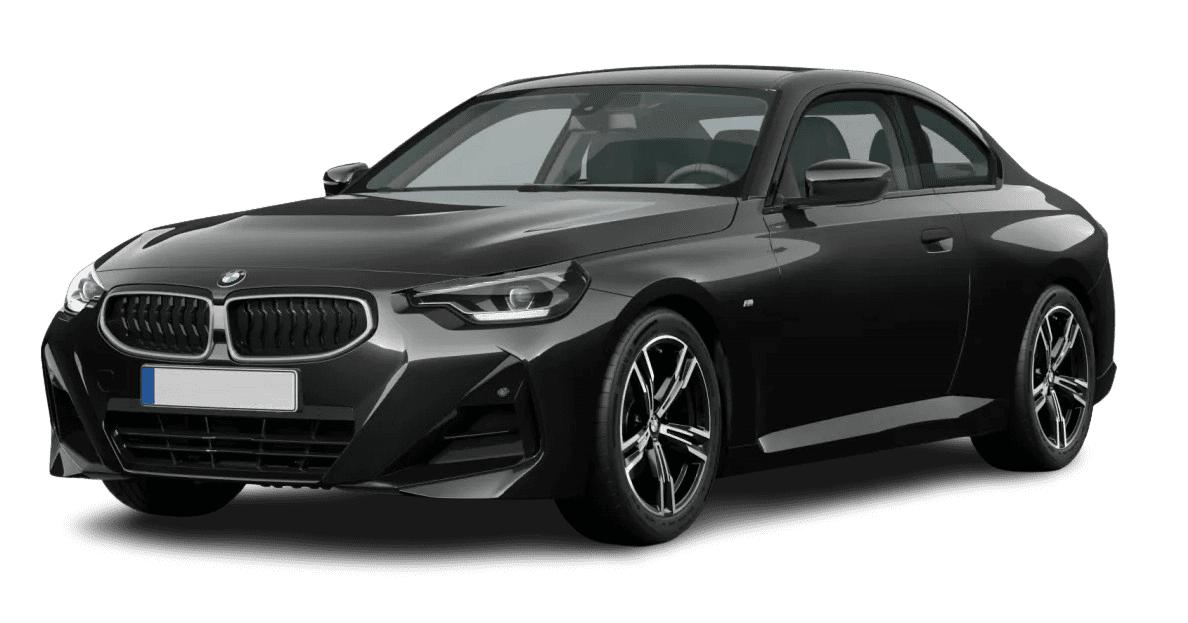 Schräge Frontansicht auf einen BMW 2er-Reihe, freigestellt