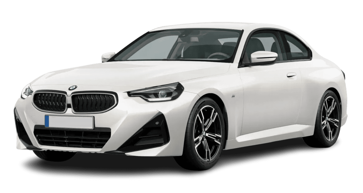 Schräge Frontansicht auf einen BMW 2er-Reihe, freigestellt