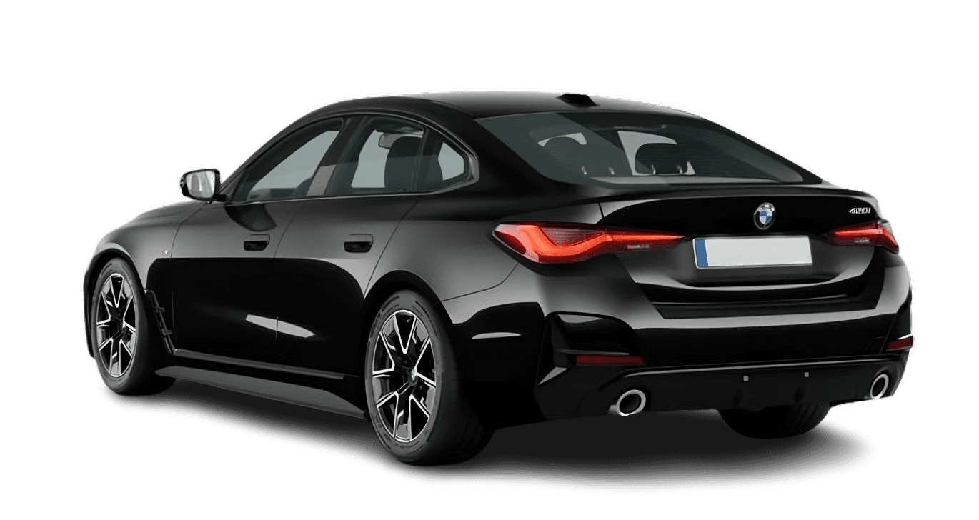 Schräge Heckansicht auf einen BMW 4er-Reihe, freigestellt