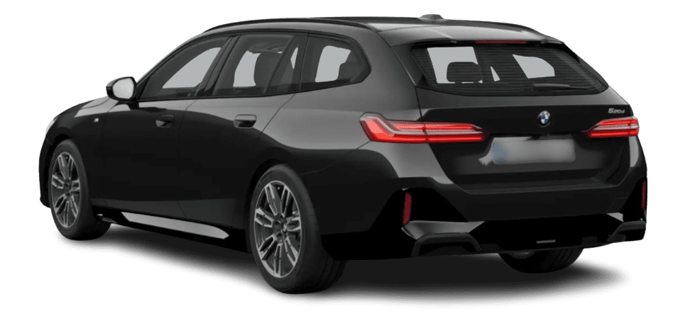 Schräge Heckansicht auf einen BMW 5er-Reihe, freigestellt