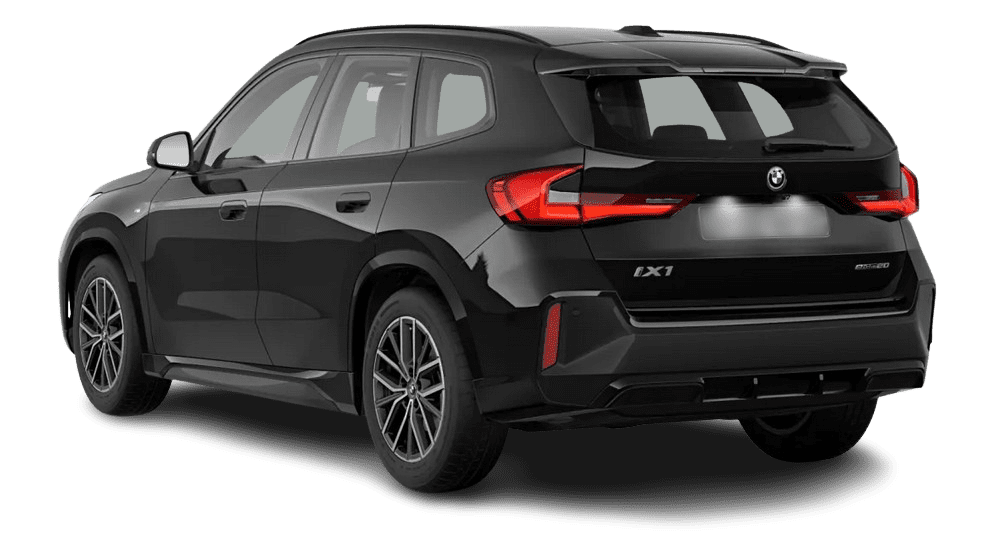 Schräge Heckansicht auf einen BMW iX1, freigestellt