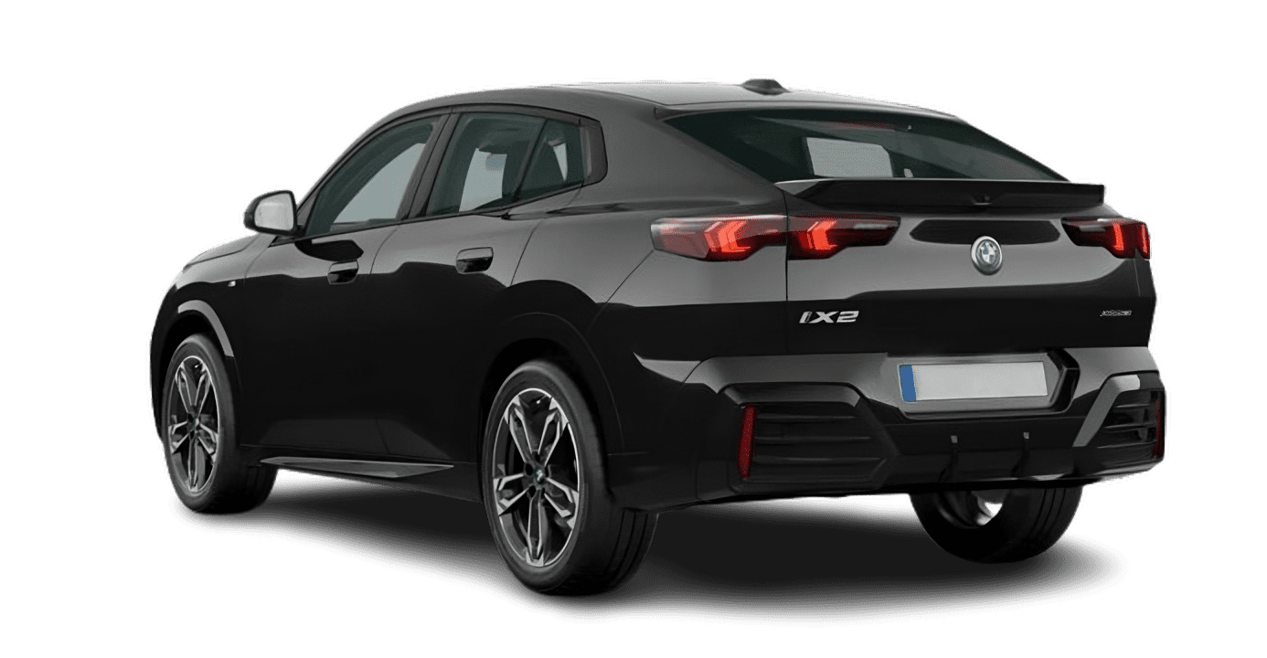 Schräge Heckansicht auf einen BMW ix2, freigestellt