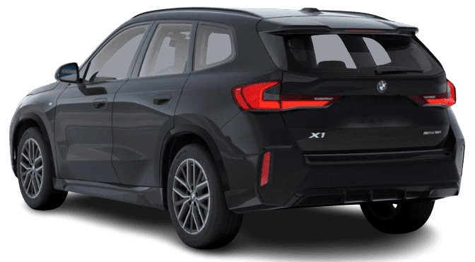 Schräge Heckansicht auf einen BMW X1, freigestellt