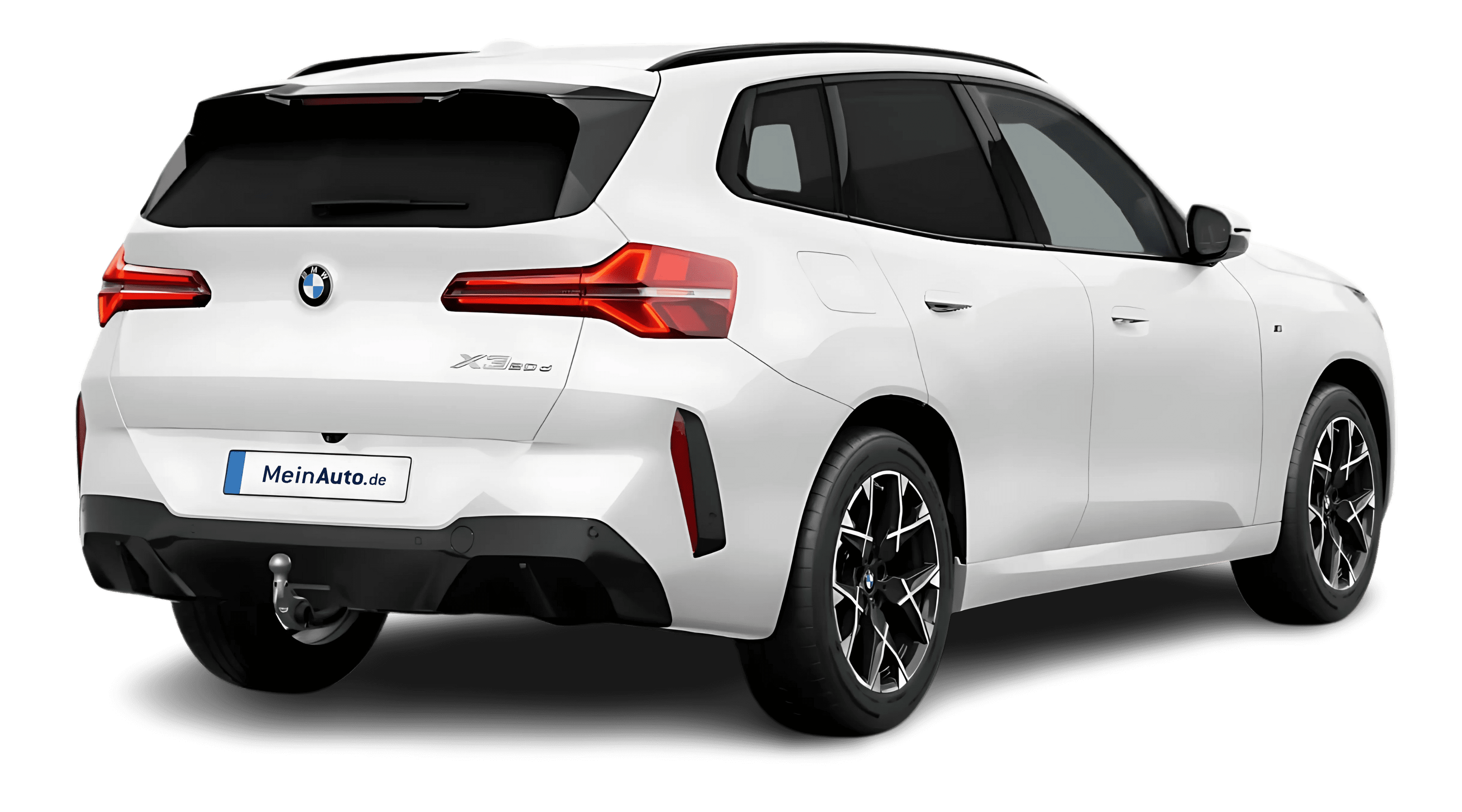 Schräge Heckansicht auf einen BMW X3, freigestellt