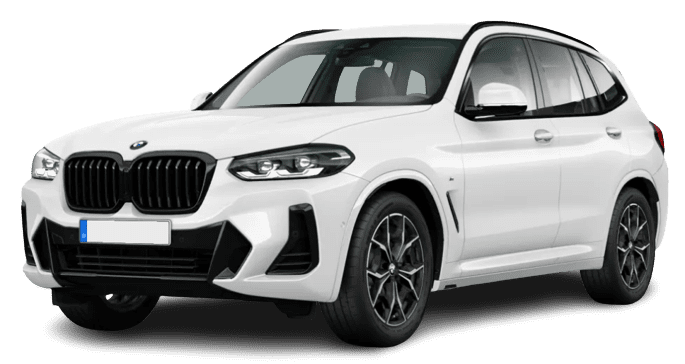 Schräge Frontansicht auf einen BMW X3, freigestellt
