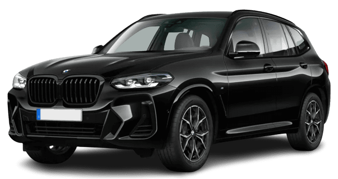 Schräge Frontansicht auf einen BMW X3, freigestellt