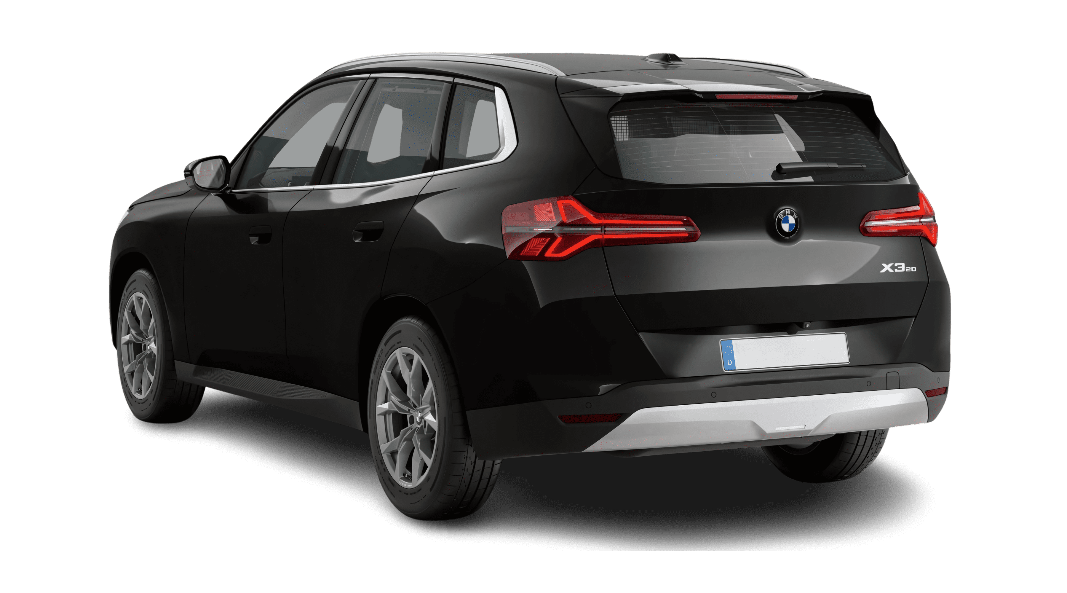 Schräge Heckansicht eines BMW X3, freigestellt