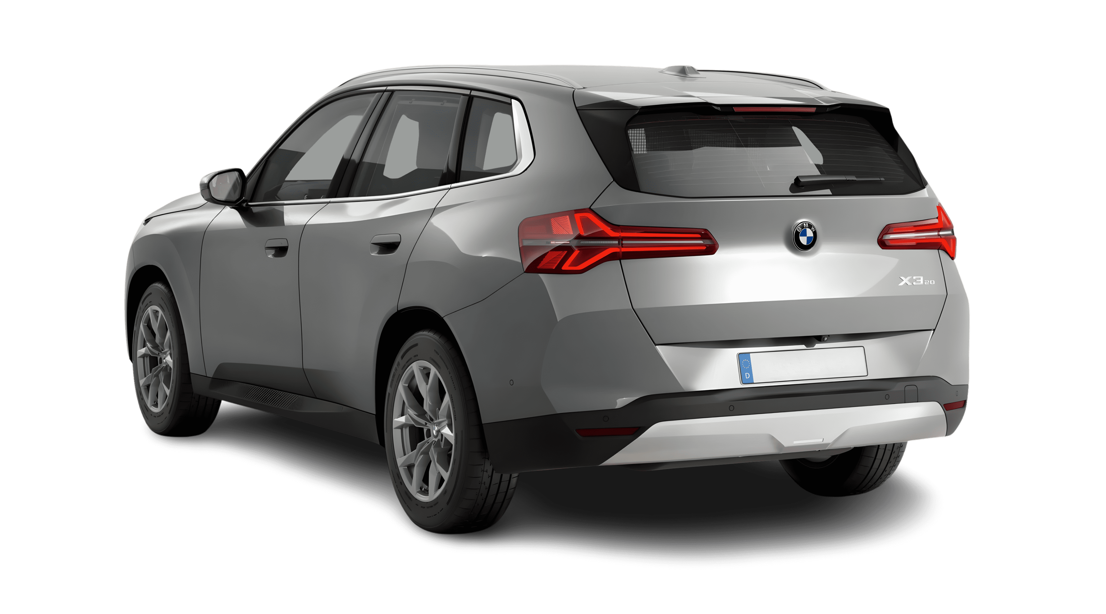 Schräge Heckansicht eines BMW X3, freigestellt