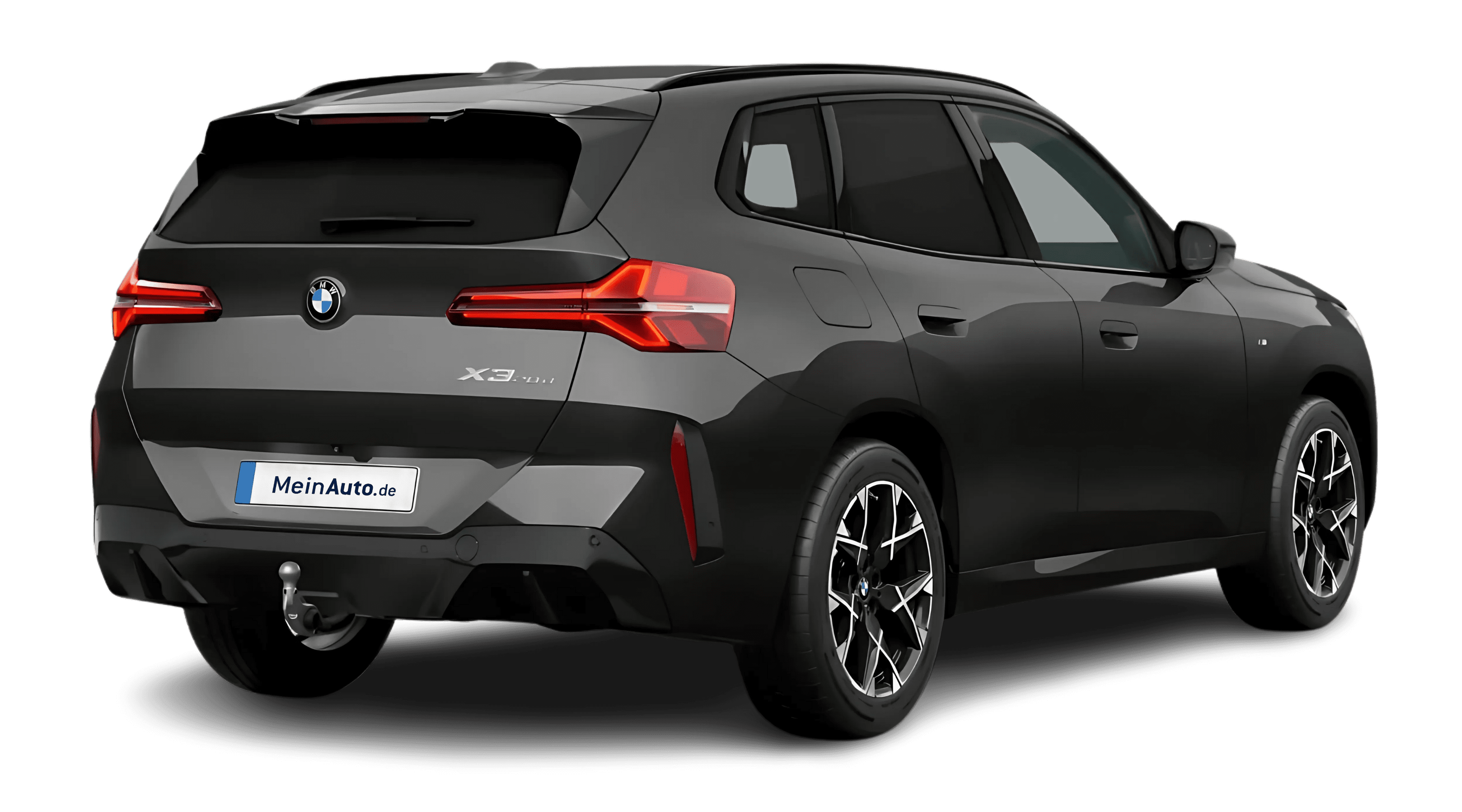 Schräge Heckansicht auf einen BMW X3, freigestellt