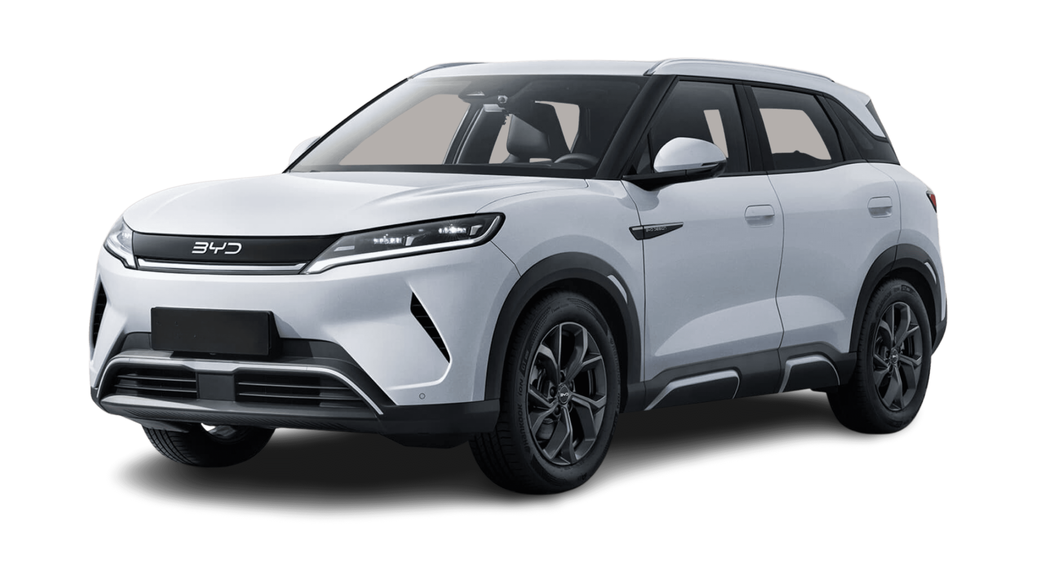 Schräge Frontansicht eines BYD Atto 2, freigestellt