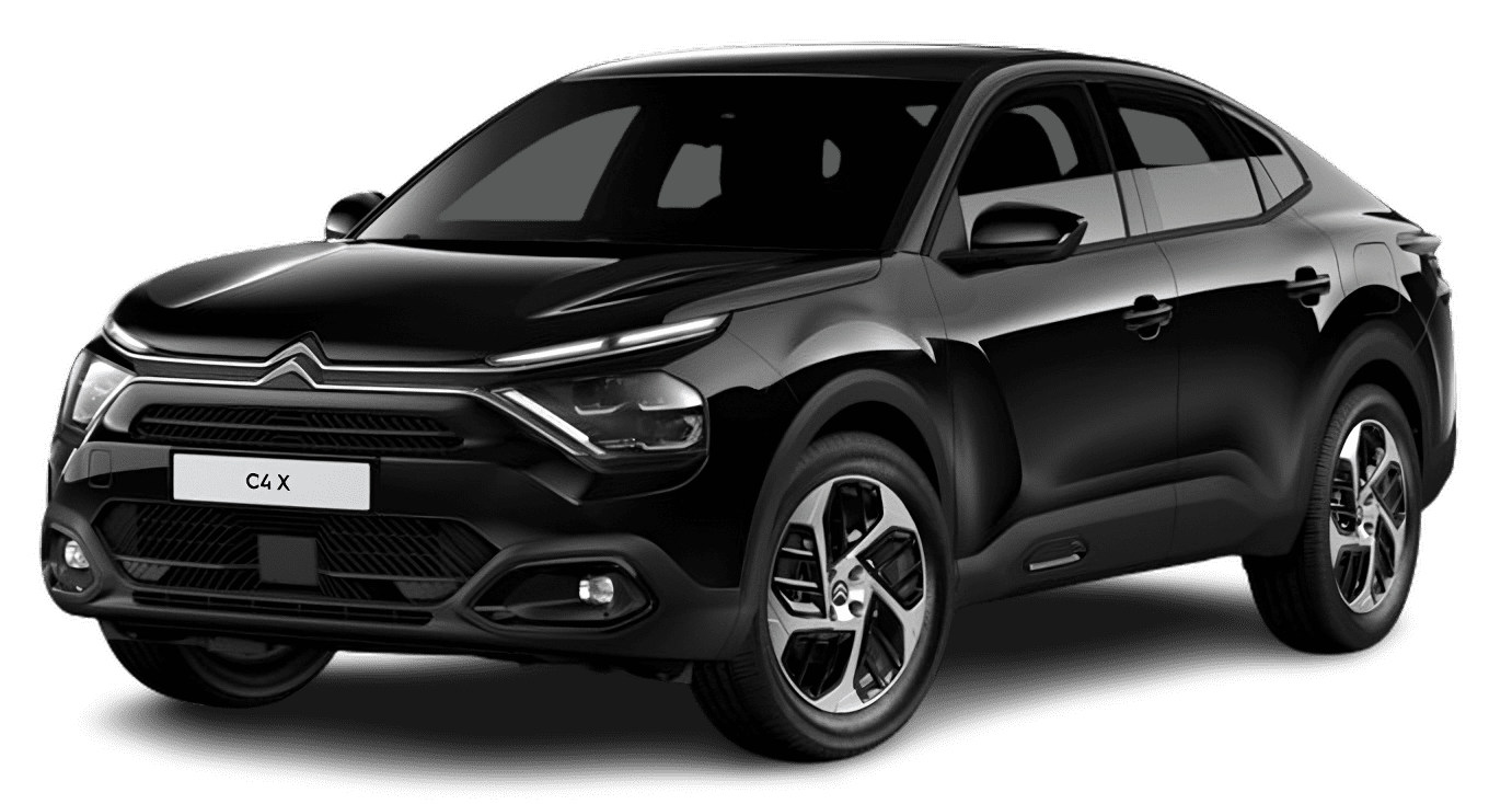 Schräge Frontansicht auf einen Citroen C4 X, freigestellt
