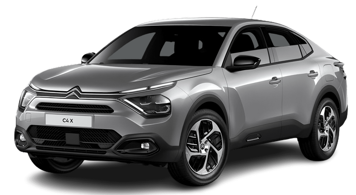Schräge Frontansicht auf einen Citroen C4 X, freigestellt