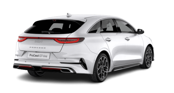 Schräge Heckansicht auf einen Kia ProCeed, freigestellt