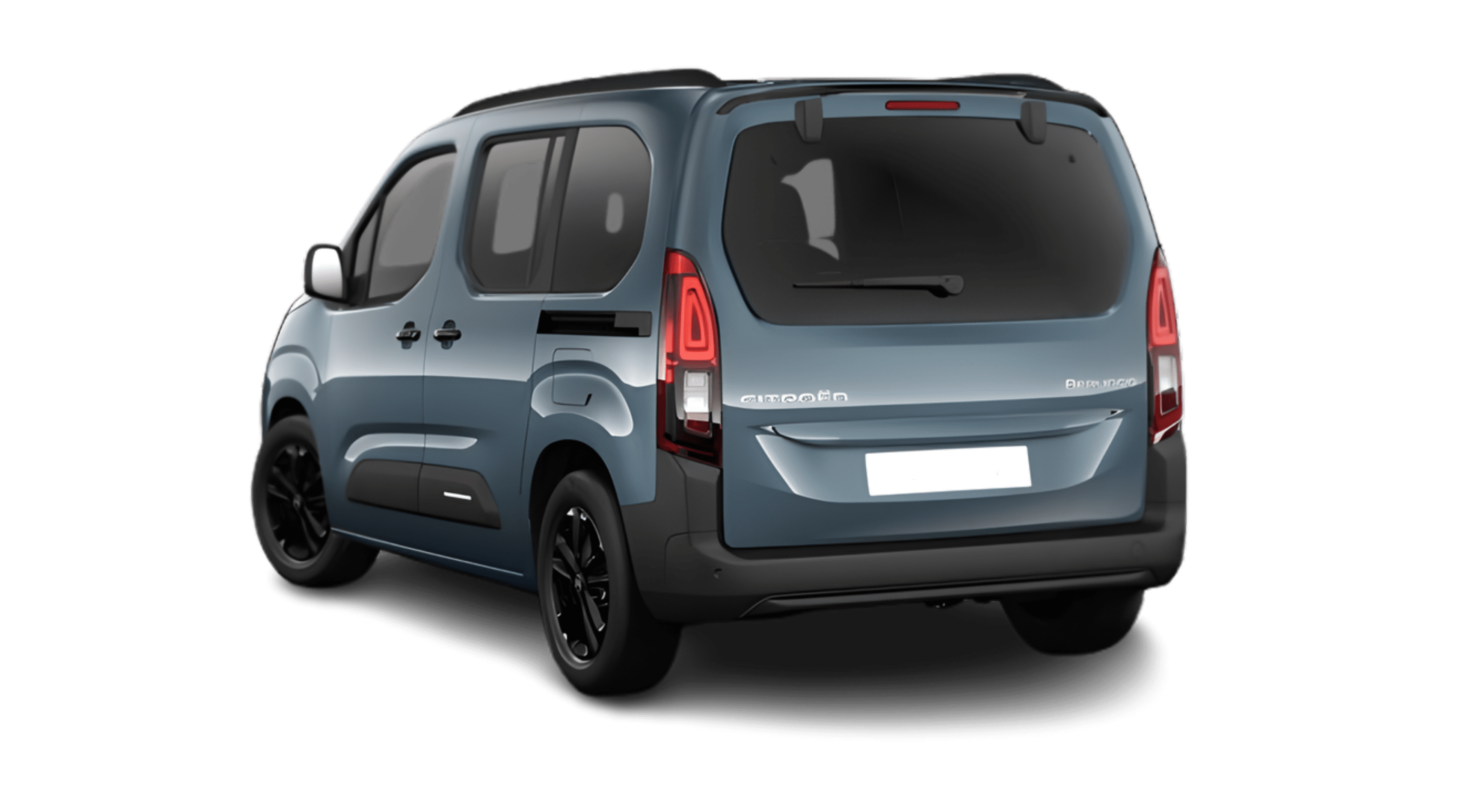 Schräge Heckansicht eines Citroën Berlingo, freigestellt