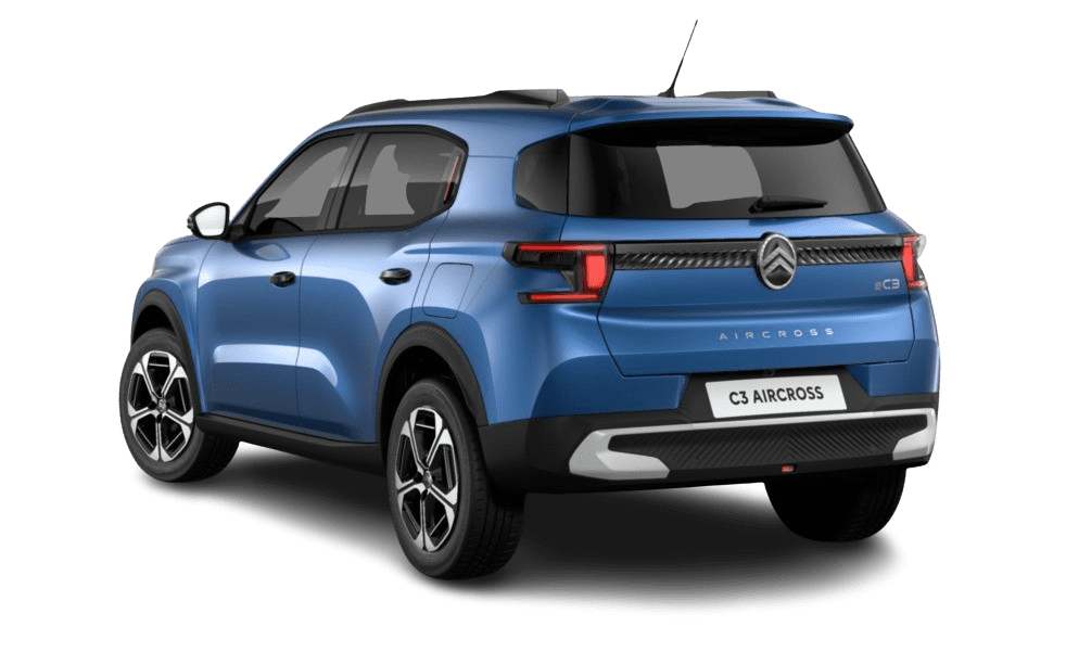 Schräge Heckansicht eines Citroën C3 Aircross, freigestellt