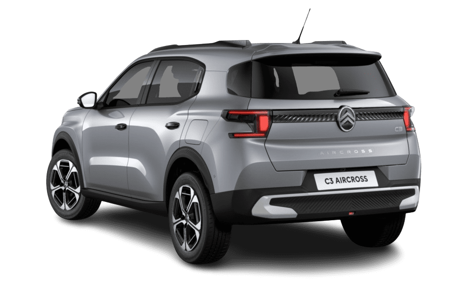 Schräge Heckansicht eines Citroën C3 Aircross, freigestellt
