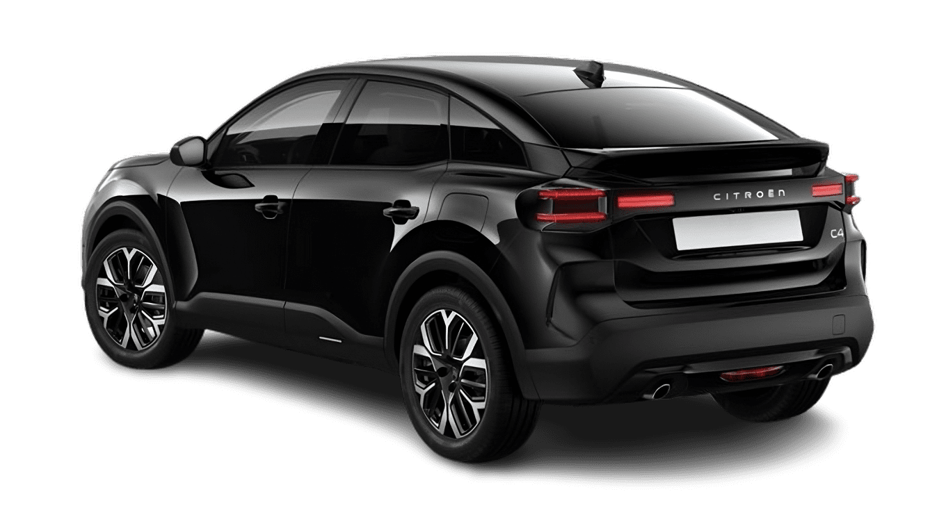 Schräge Heckansicht auf einen Citroen C4, freigestellt