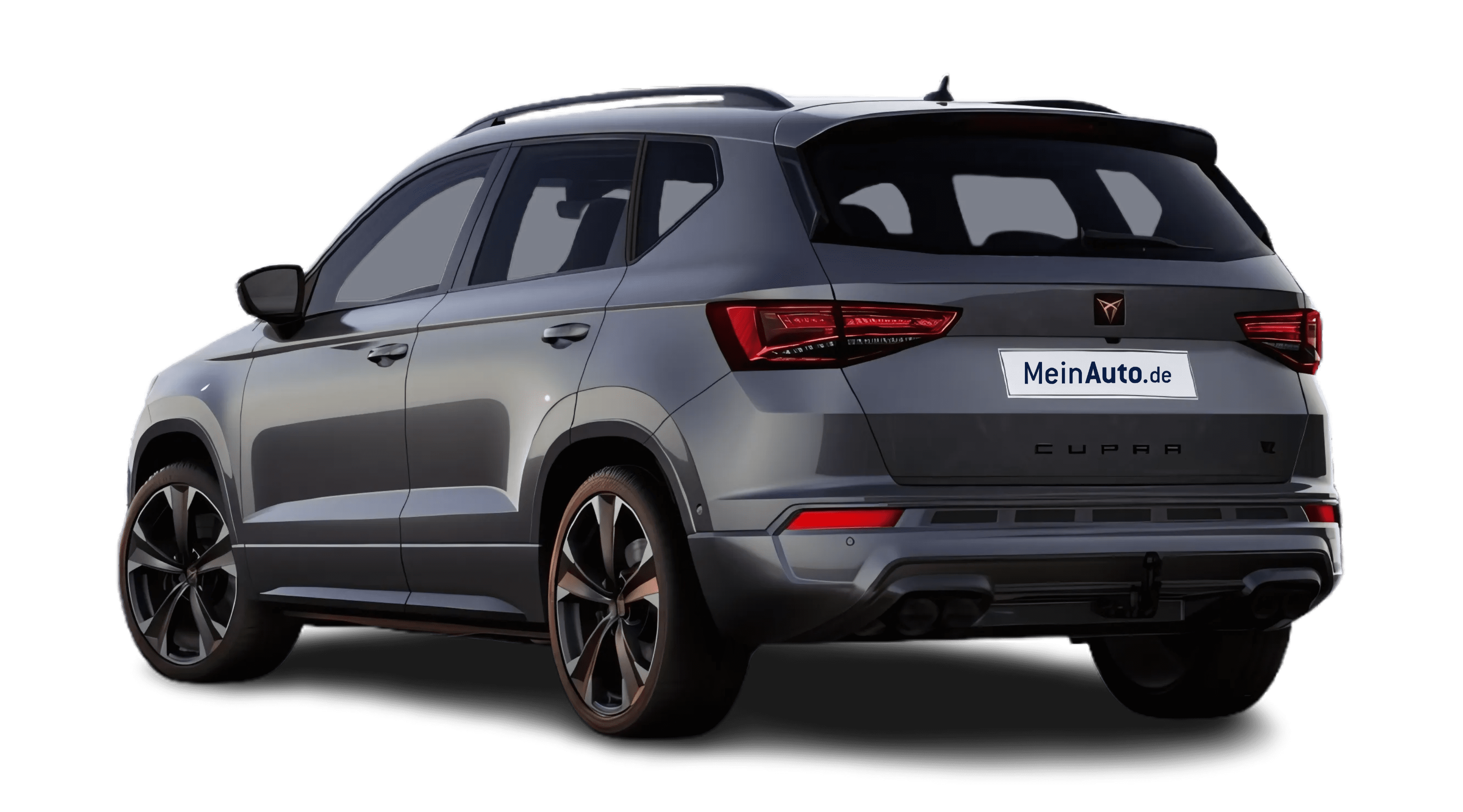 Schräge Heckansicht auf einen CUPRA Ateca, freigestellt