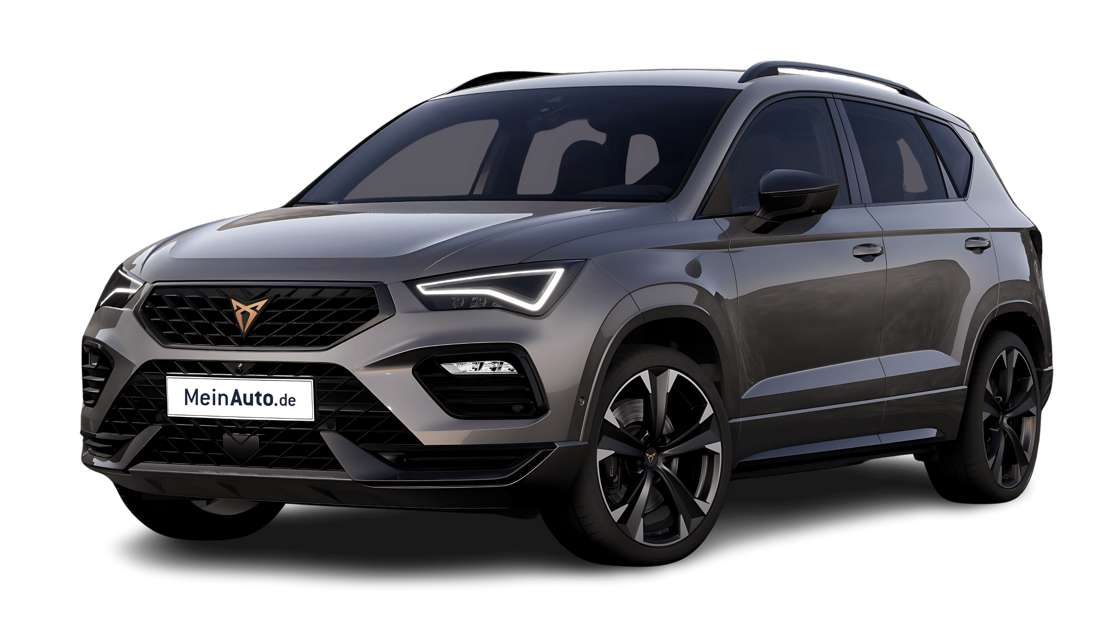 Schräge Frontansicht auf einen CUPRA Ateca, freigestellt