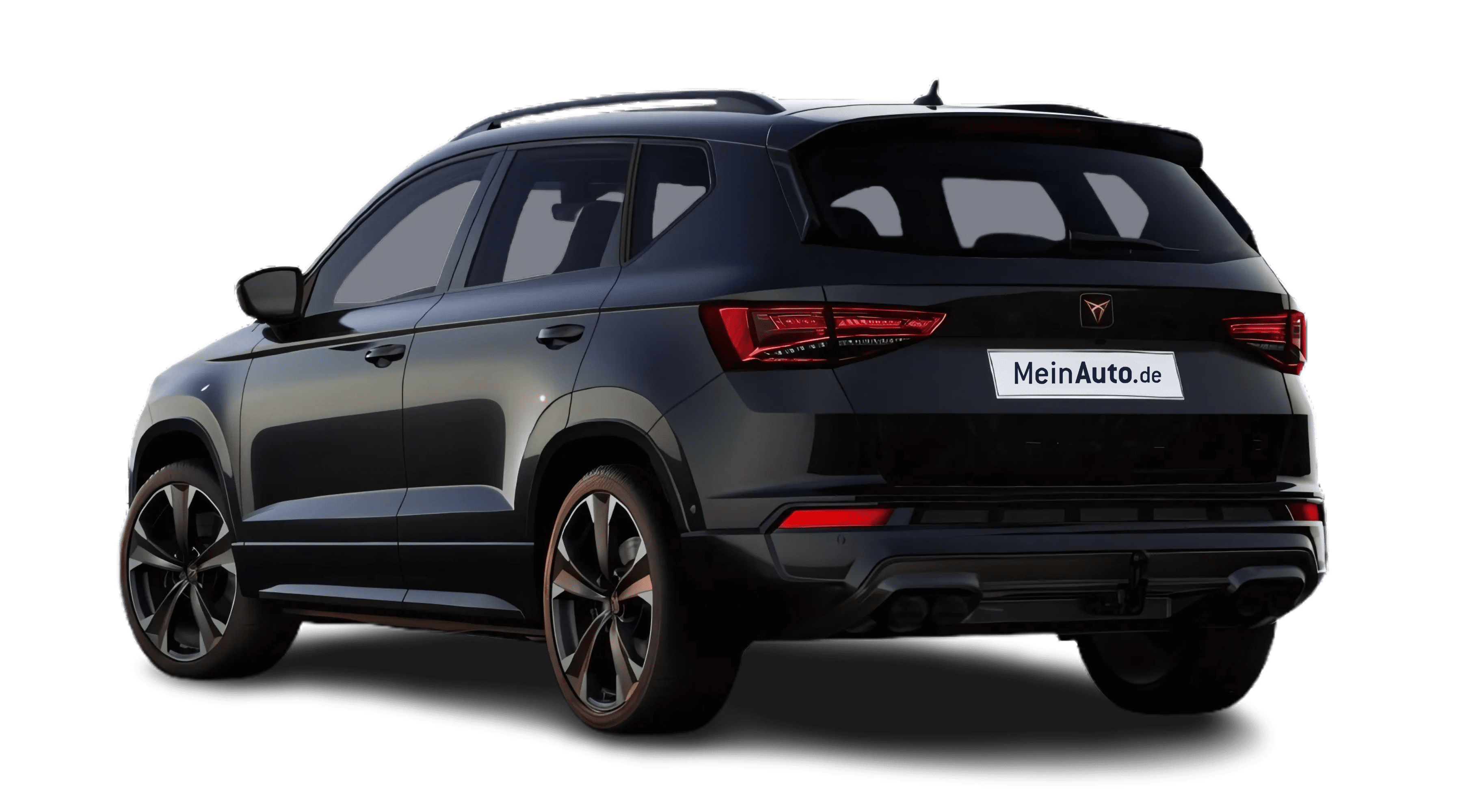 Schräge Heckansicht auf einen CUPRA Ateca, freigestellt