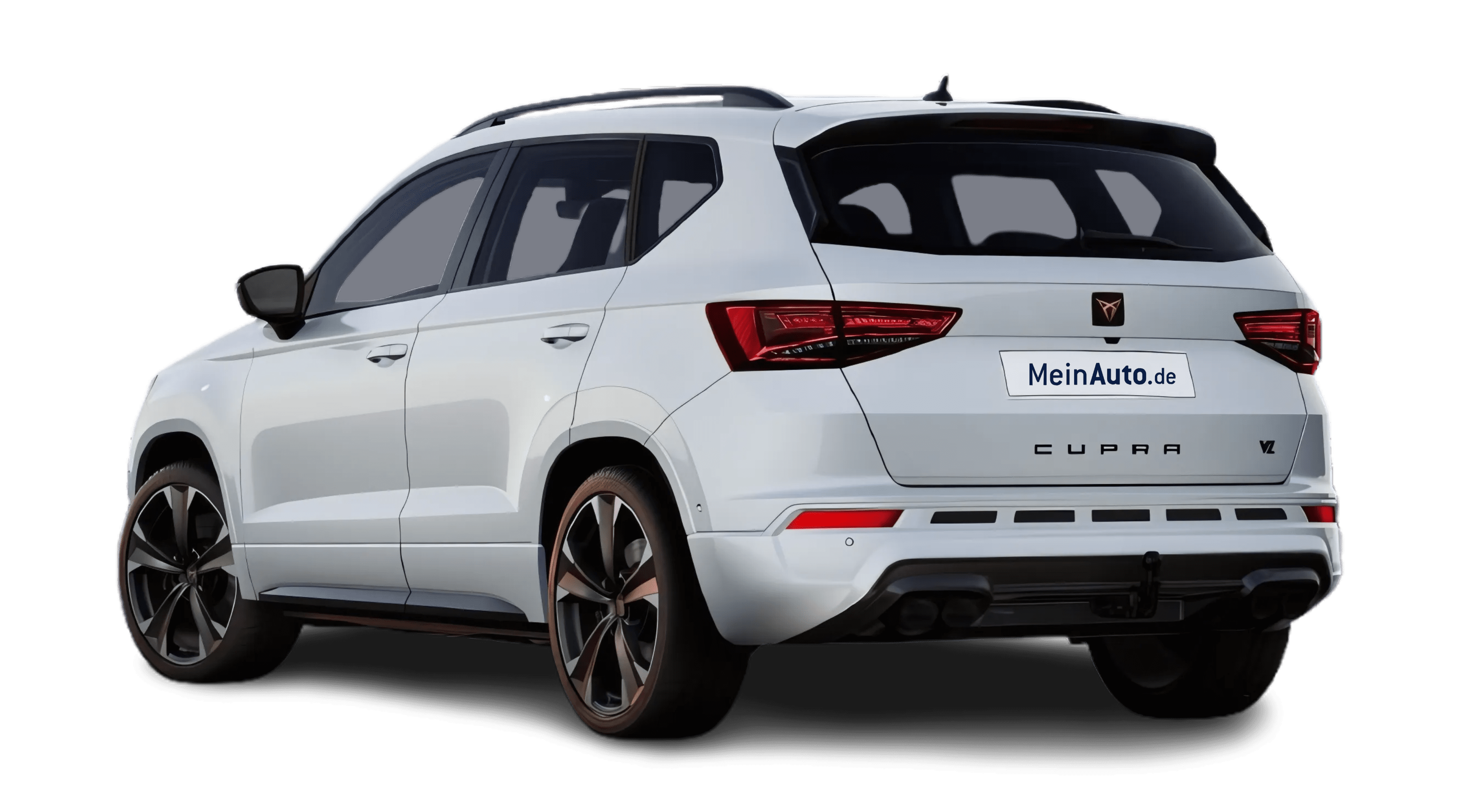 Schräge Heckansicht auf einen CUPRA Ateca, freigestellt