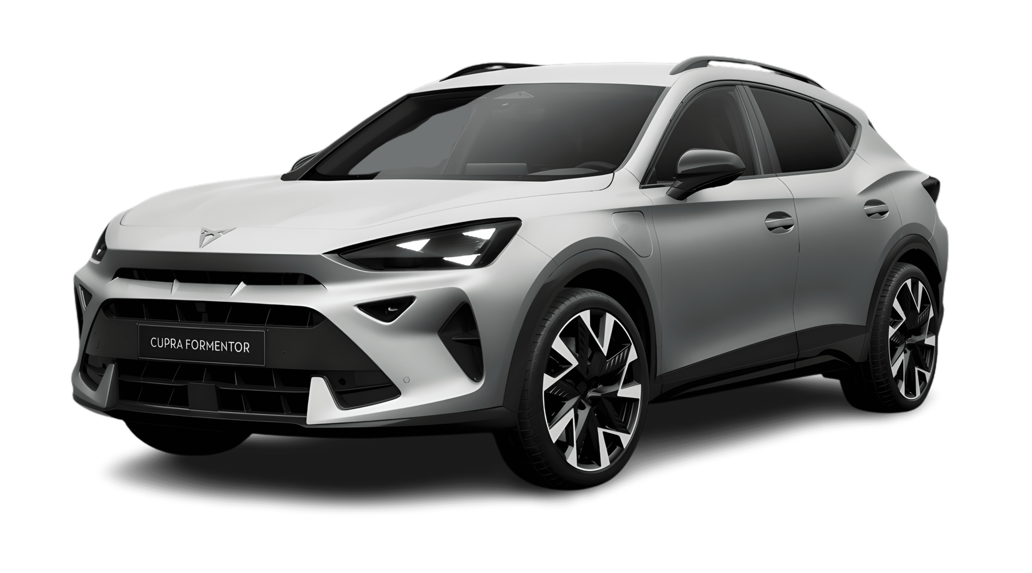 Schräge Frontansicht auf einen CUPRA Formentor, freigestellt