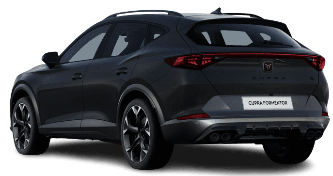 Schräge Heckansicht auf einen CUPRA Formentor, freigestellt
