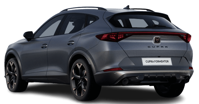 Schräge Heckansicht auf einen CUPRA Formentor, freigestellt